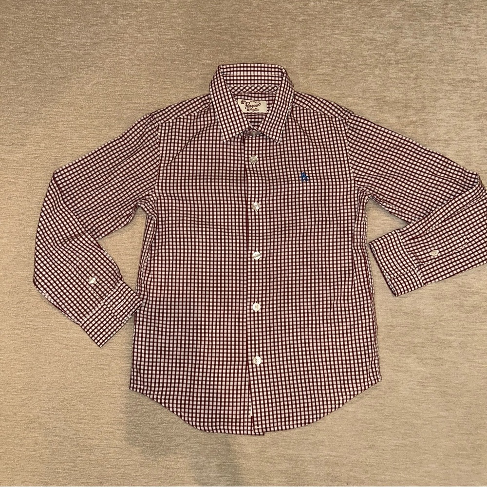 Penguin Kids Red and White Checkered Button Down Shirt Size 5/6